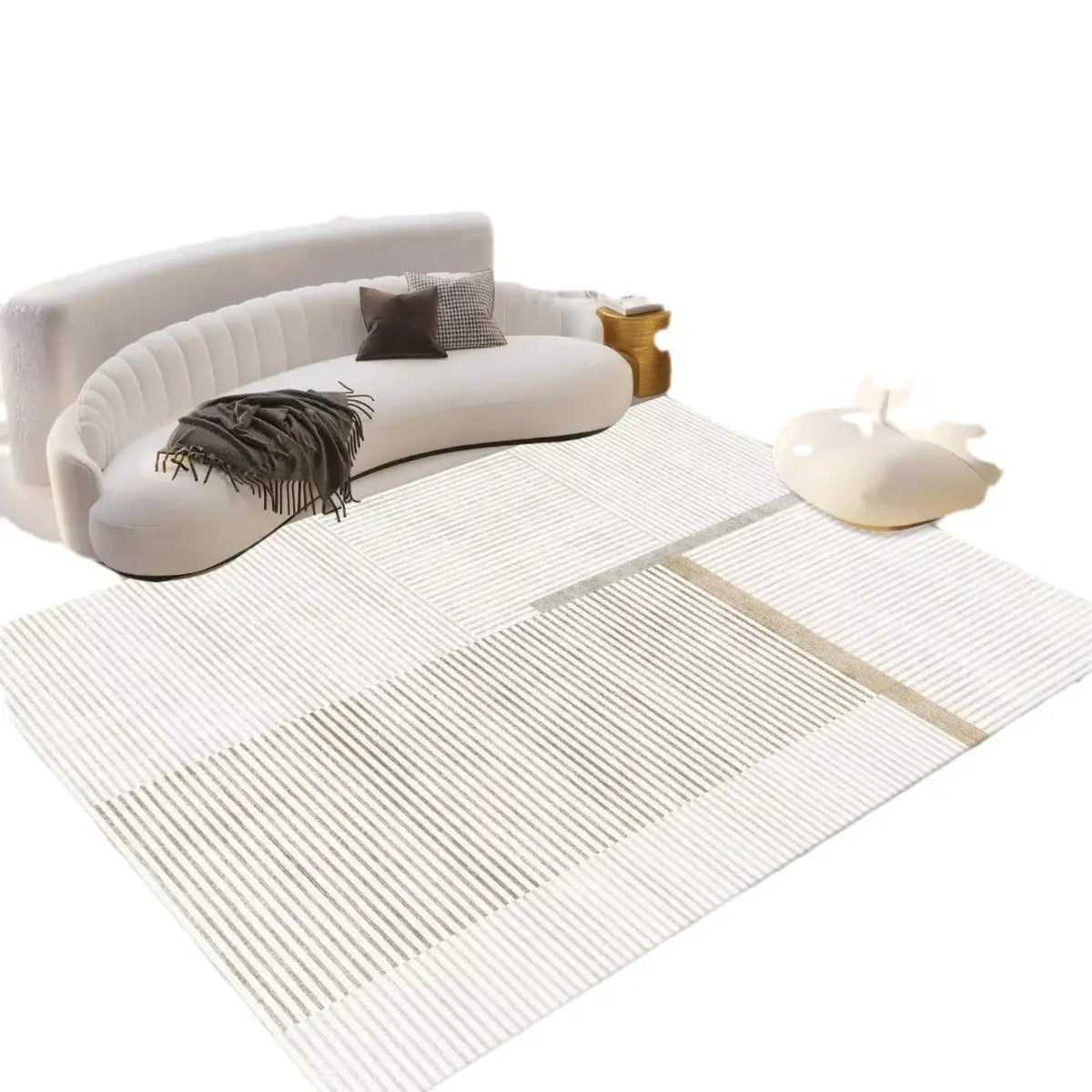 Striped Modern Geometric Polypropylene Area Rug Image - 10