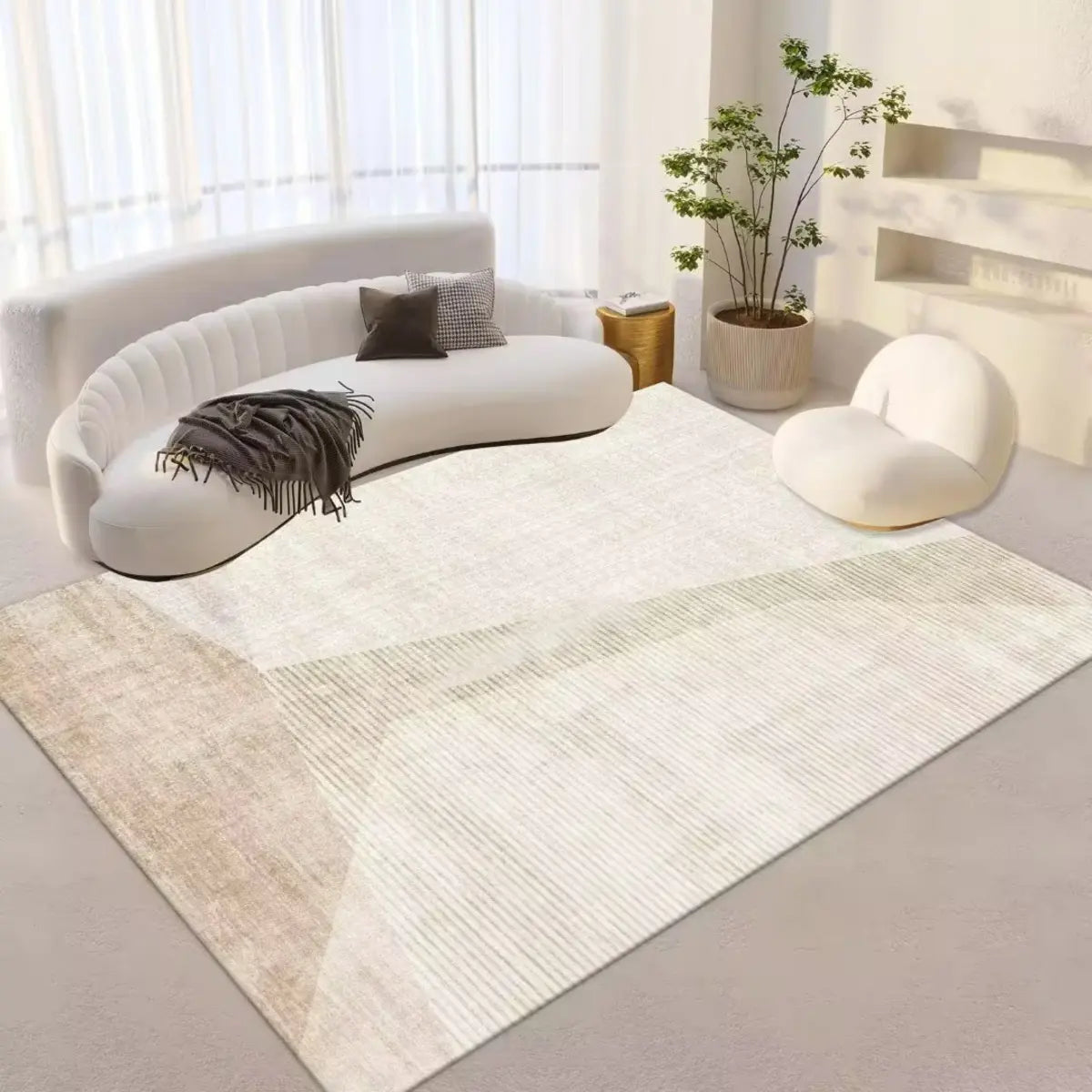Striped Modern Geometric Polypropylene Area Rug Image - 11