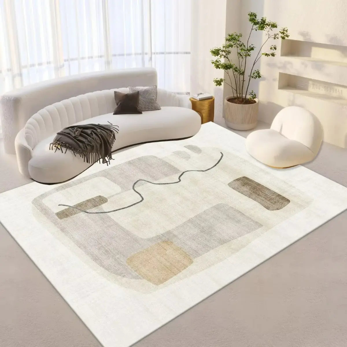 Striped Modern Geometric Polypropylene Area Rug Image - 12