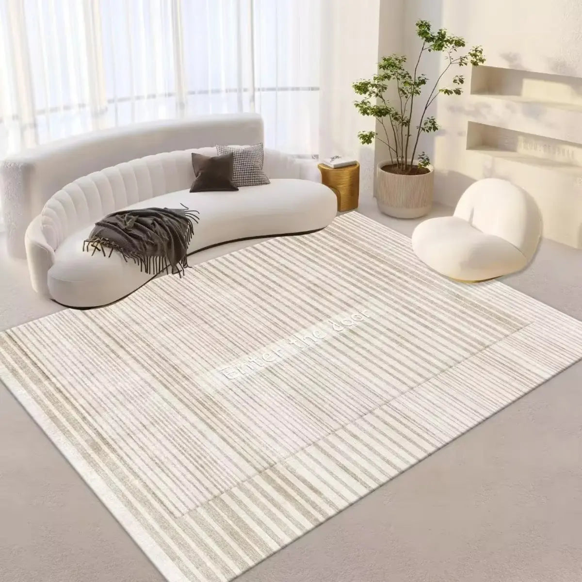 Striped Modern Geometric Polypropylene Area Rug Image - 13