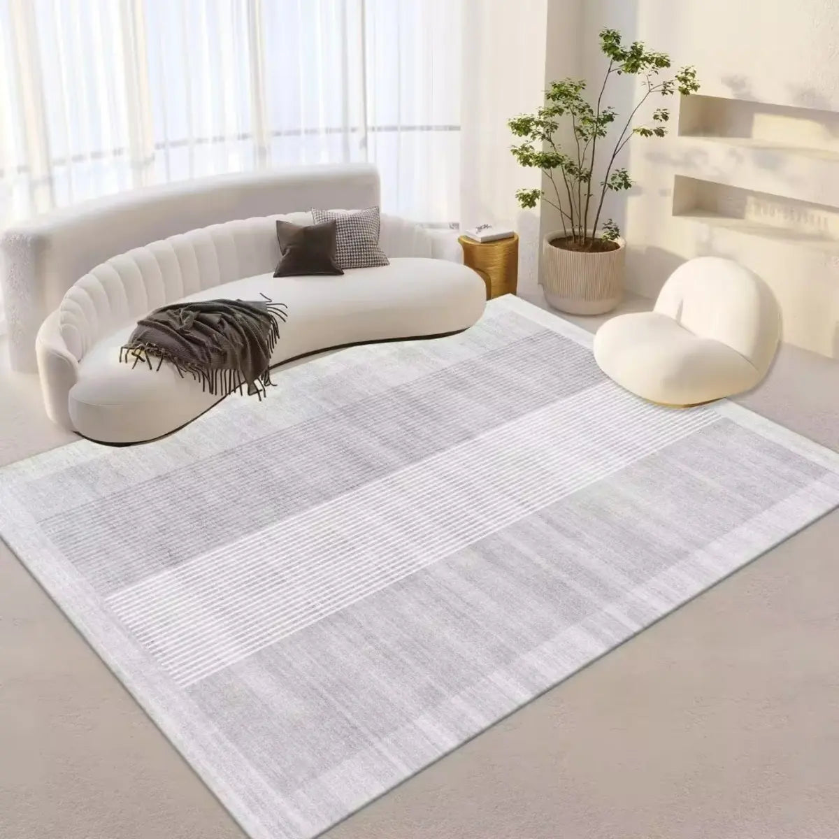 Striped Modern Geometric Polypropylene Area Rug Image - 14