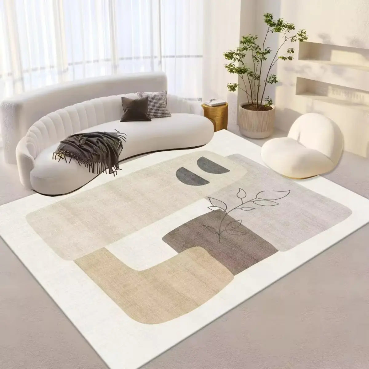 Striped Modern Geometric Polypropylene Area Rug Image - 2