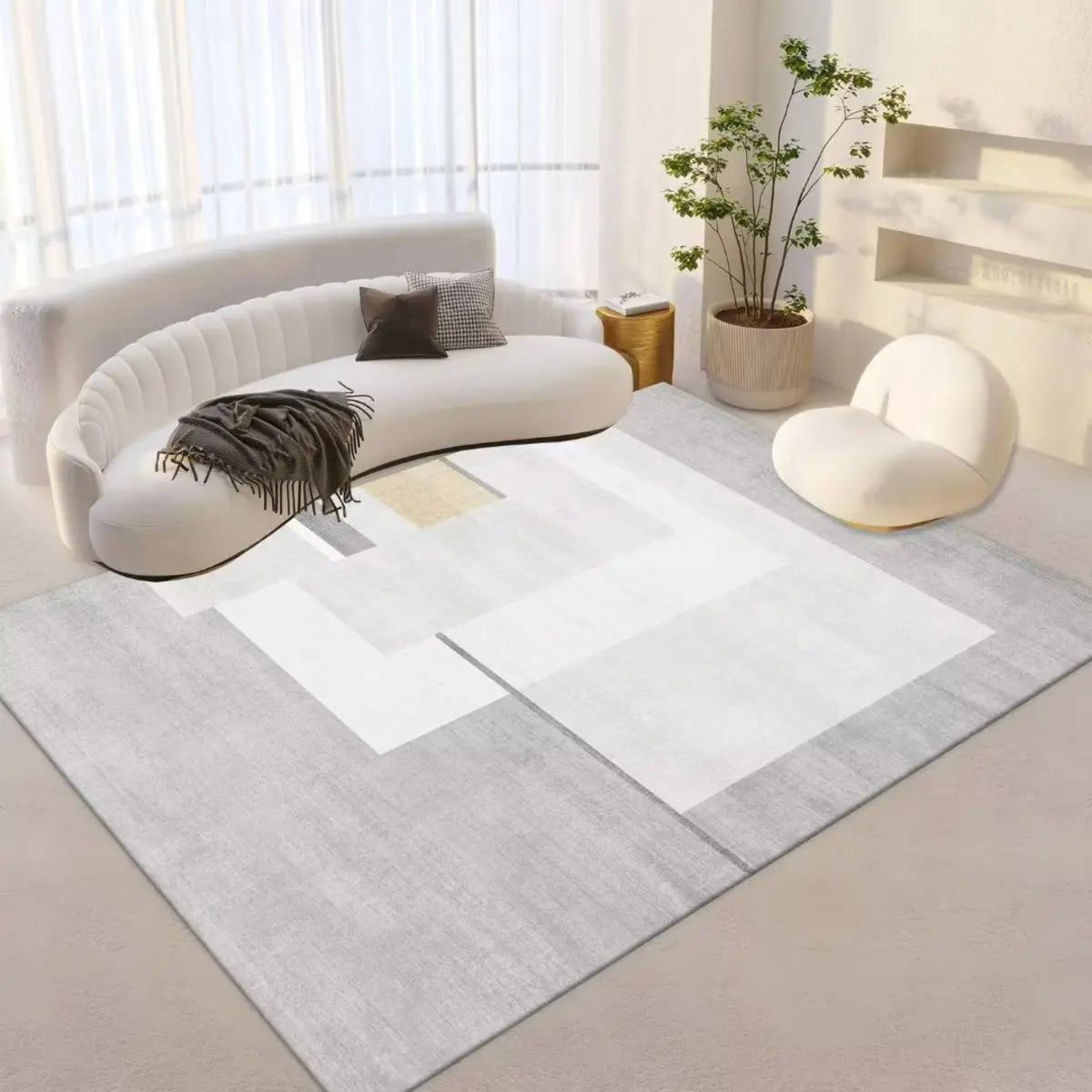 Striped Modern Geometric Polypropylene Area Rug Image - 3