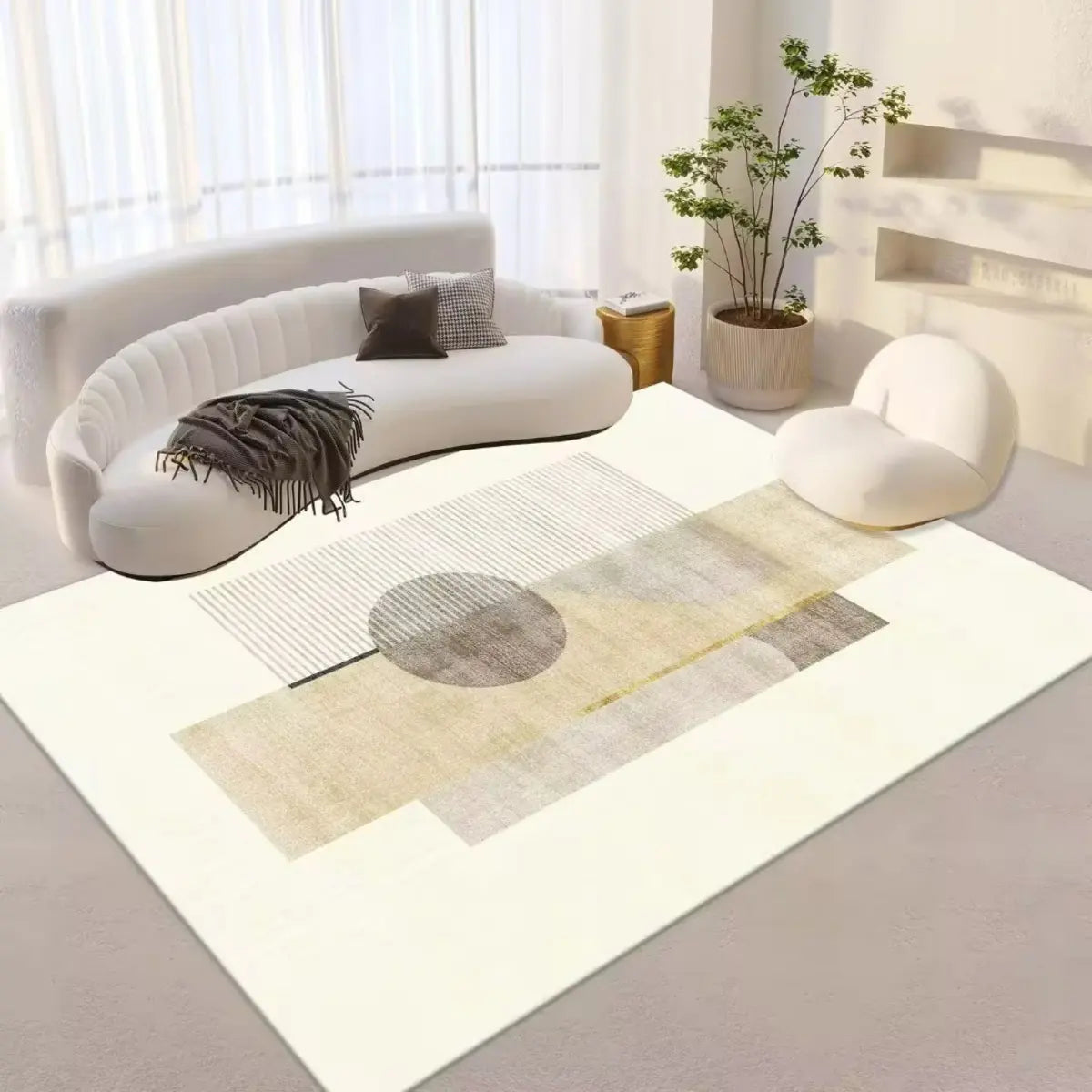 Striped Modern Geometric Polypropylene Area Rug Image - 9