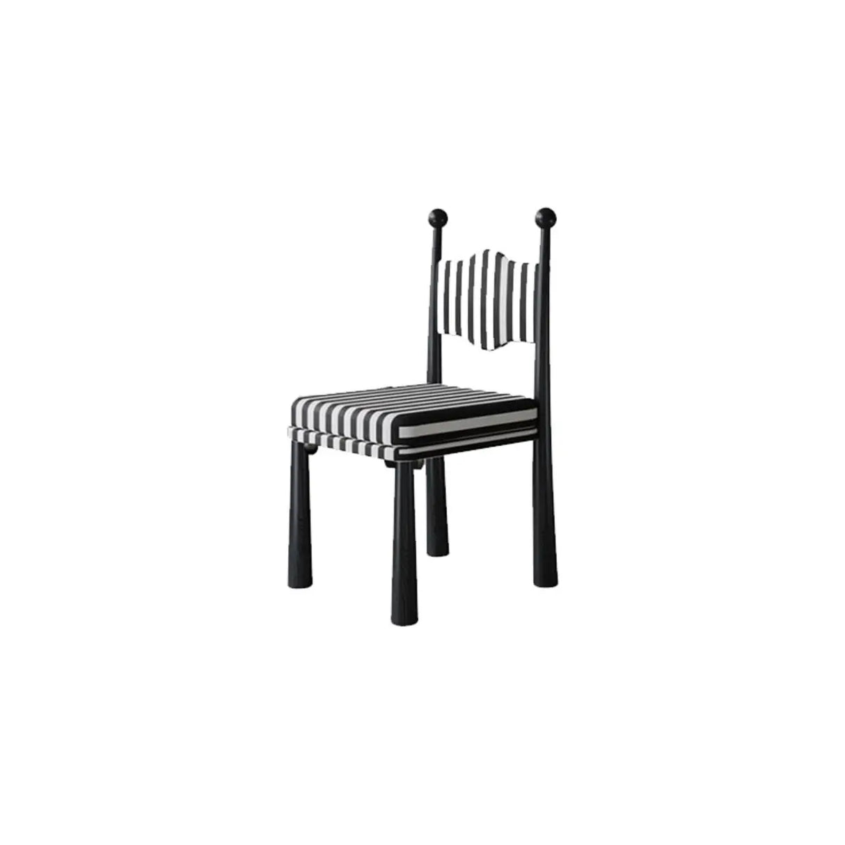 Striped Upholstered Wood Open Back Dining Side Chair Image - 2