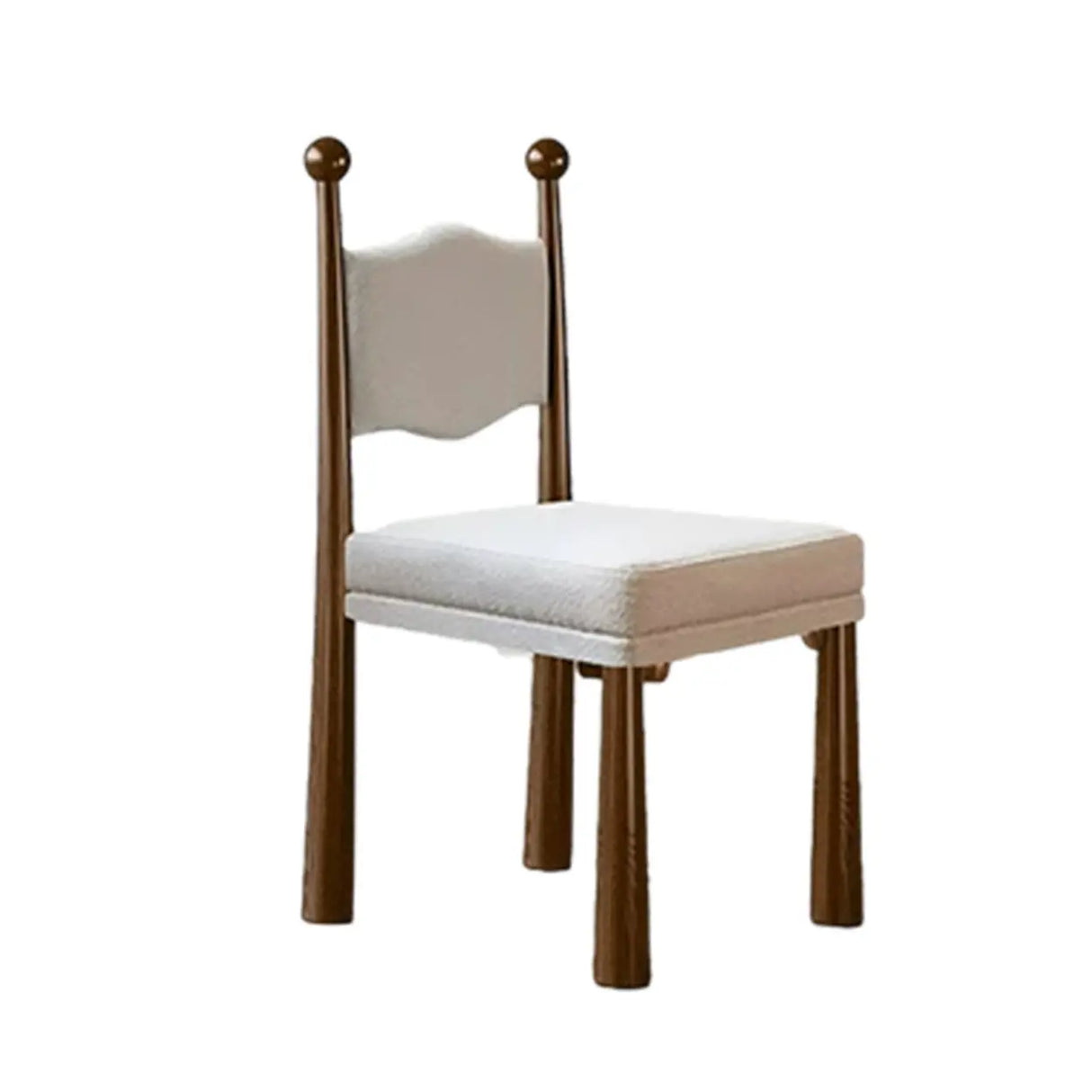 Striped Upholstered Wood Open Back Dining Side Chair Image - 6