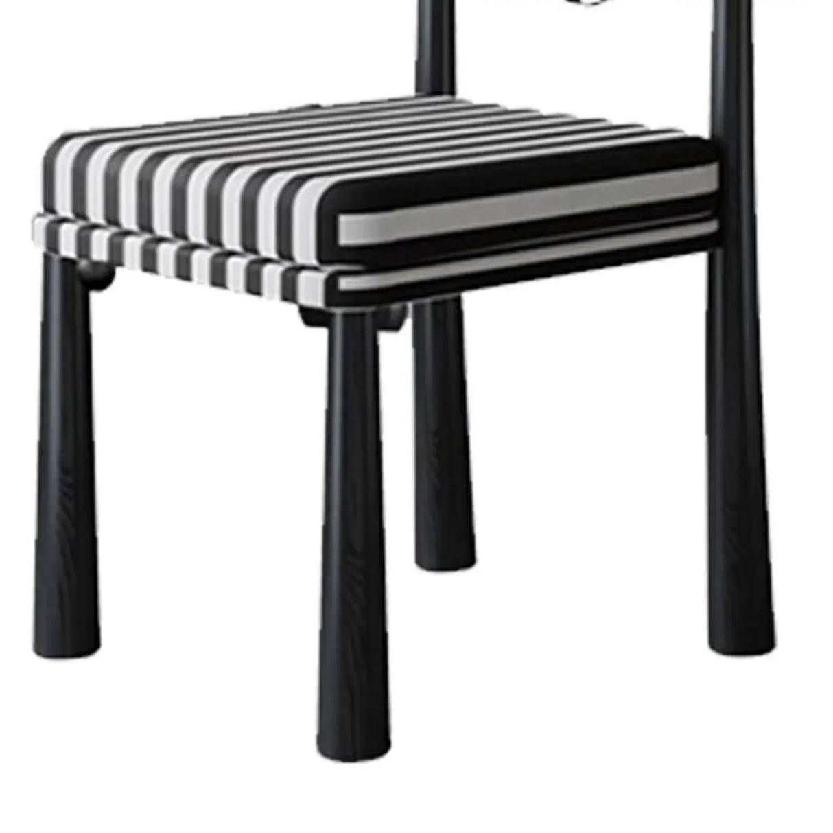 Striped Upholstered Wood Open Back Dining Side Chair Image - 9