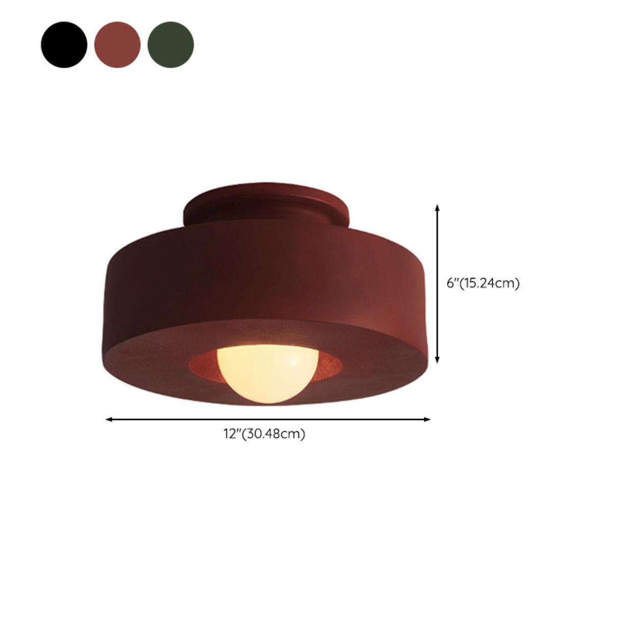 Study Room Mini Red Cylinder Semi-Flush Mount Light