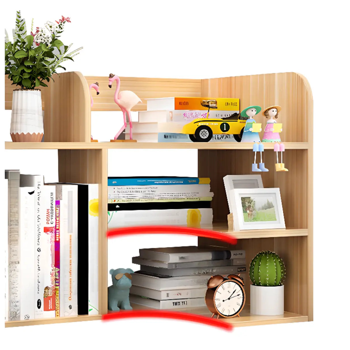 Stylish 3 Tiers Desktop Shelf Storage Bookshelf White Image - 11