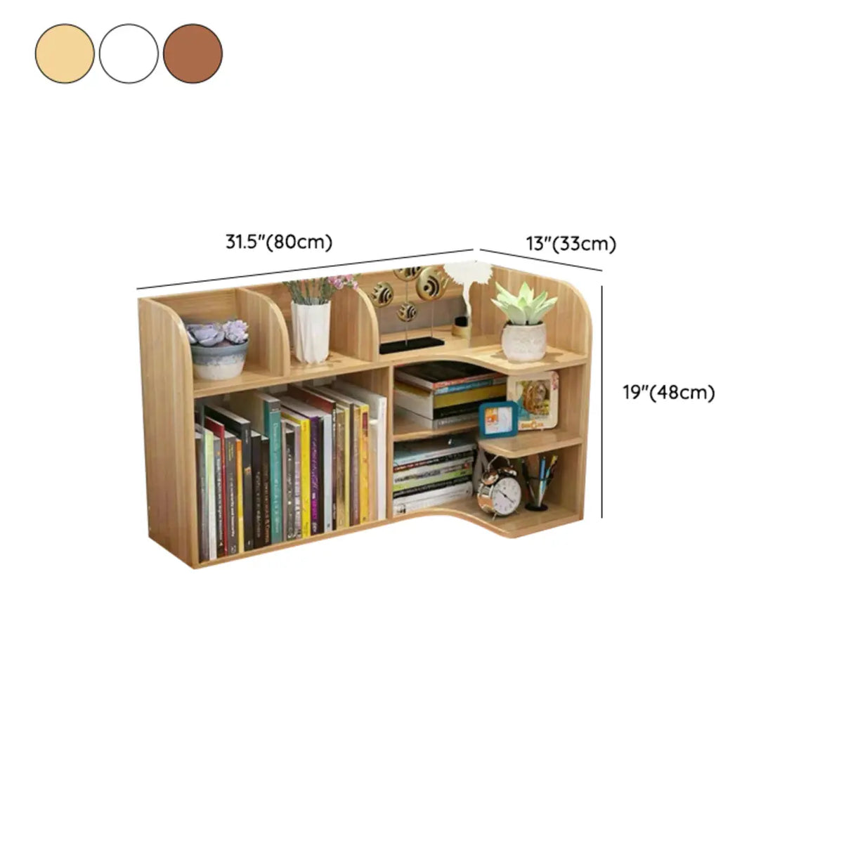 Stylish 3 Tiers Desktop Shelf Storage Bookshelf White Image - 21