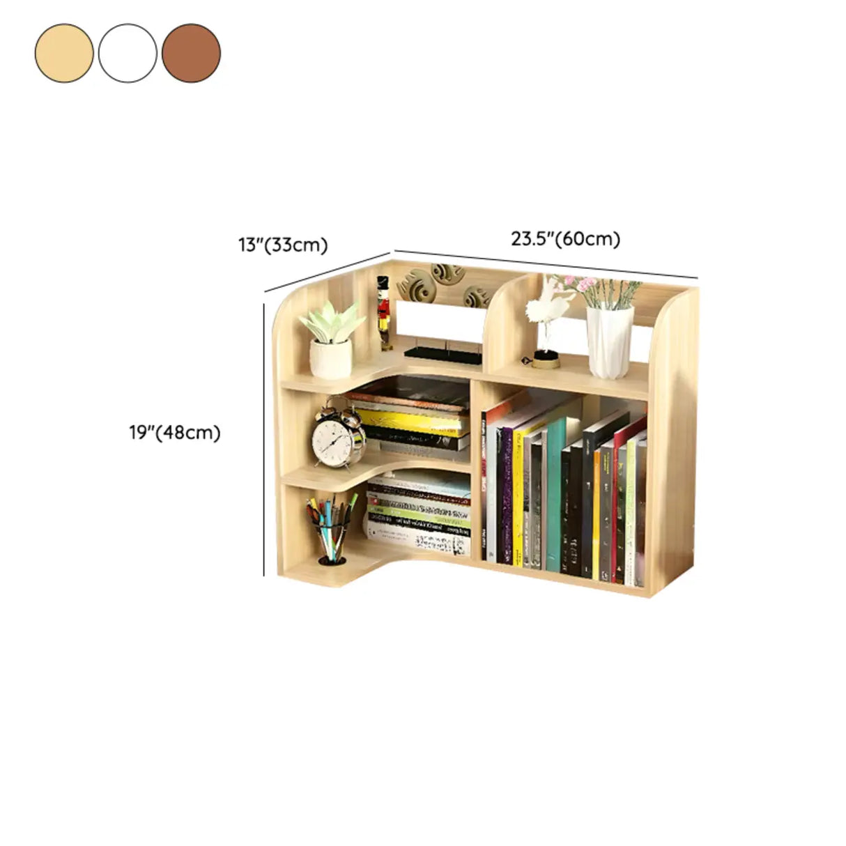 Stylish 3 Tiers Desktop Shelf Storage Bookshelf White Image - 22