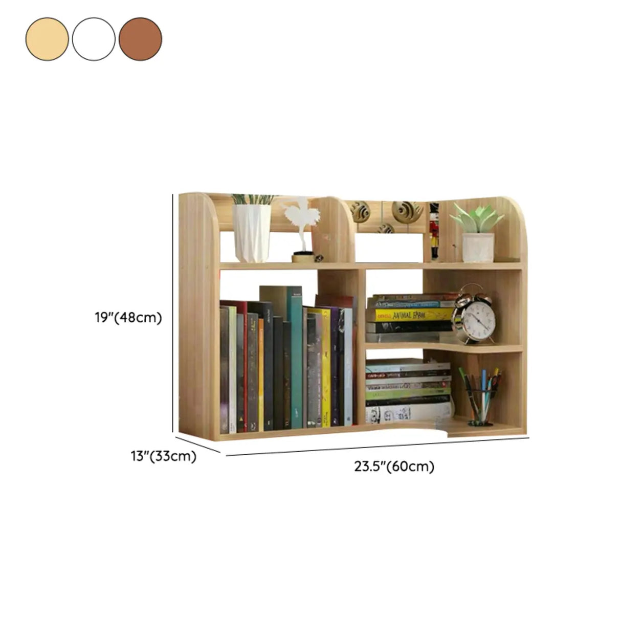 Stylish 3 Tiers Desktop Shelf Storage Bookshelf White Image - 23