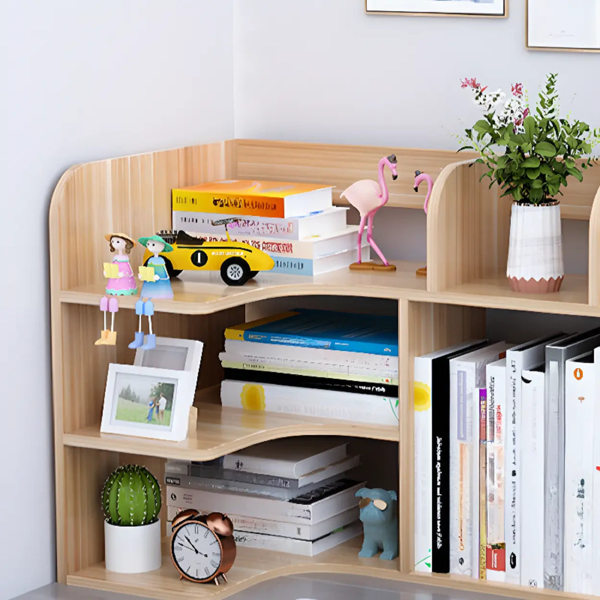 Stylish 3 Tiers Desktop Shelf Storage Bookshelf White Image - 7