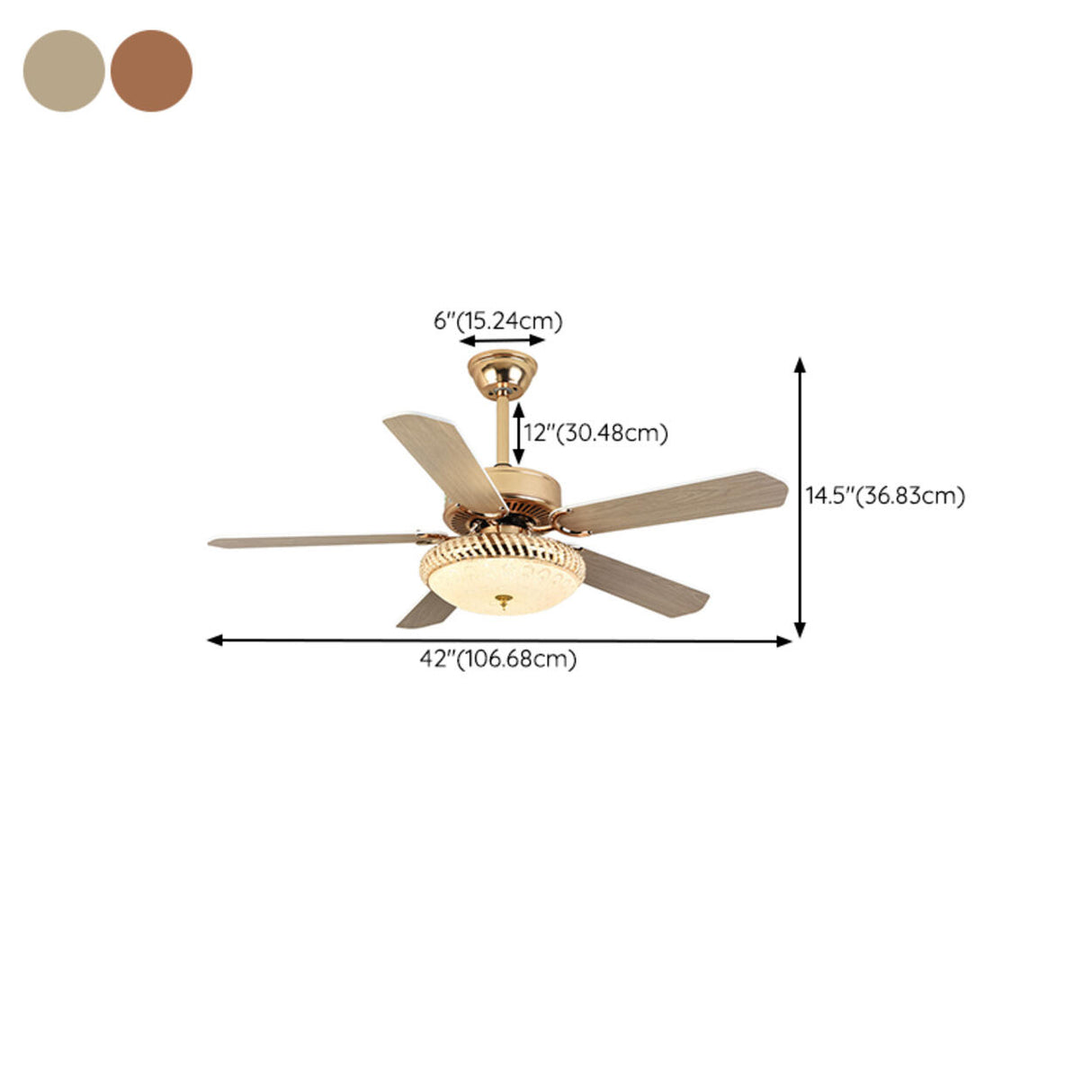 Stylish 5 Blade LED Standard Ceiling Fan with Light