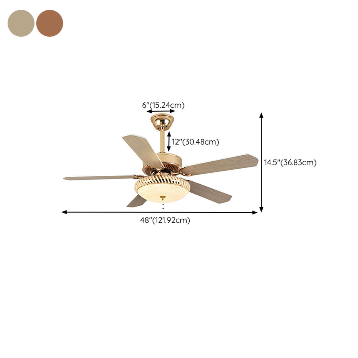 Stylish 5 Blade LED Standard Ceiling Fan with Light Image - 16
