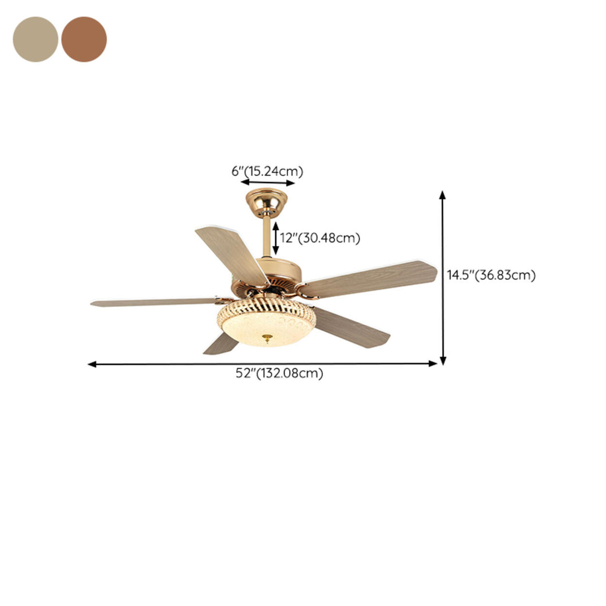 Stylish 5 Blade LED Standard Ceiling Fan with Light Image - 17