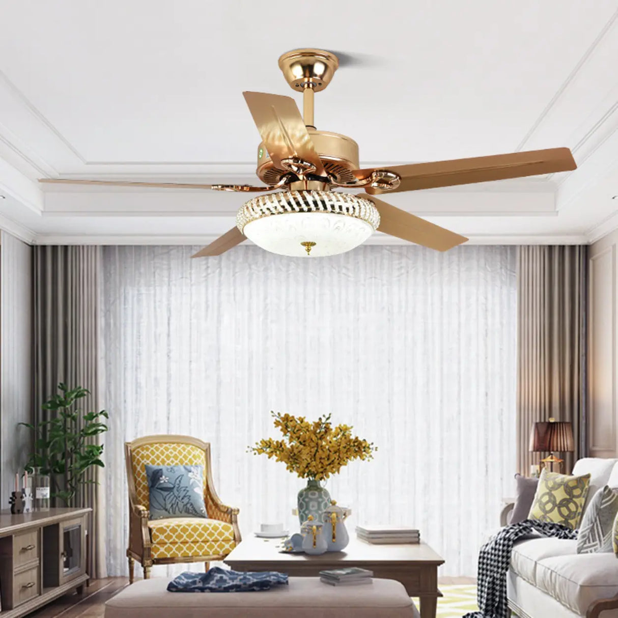Stylish 5 Blade LED Standard Ceiling Fan with Light Image - 2