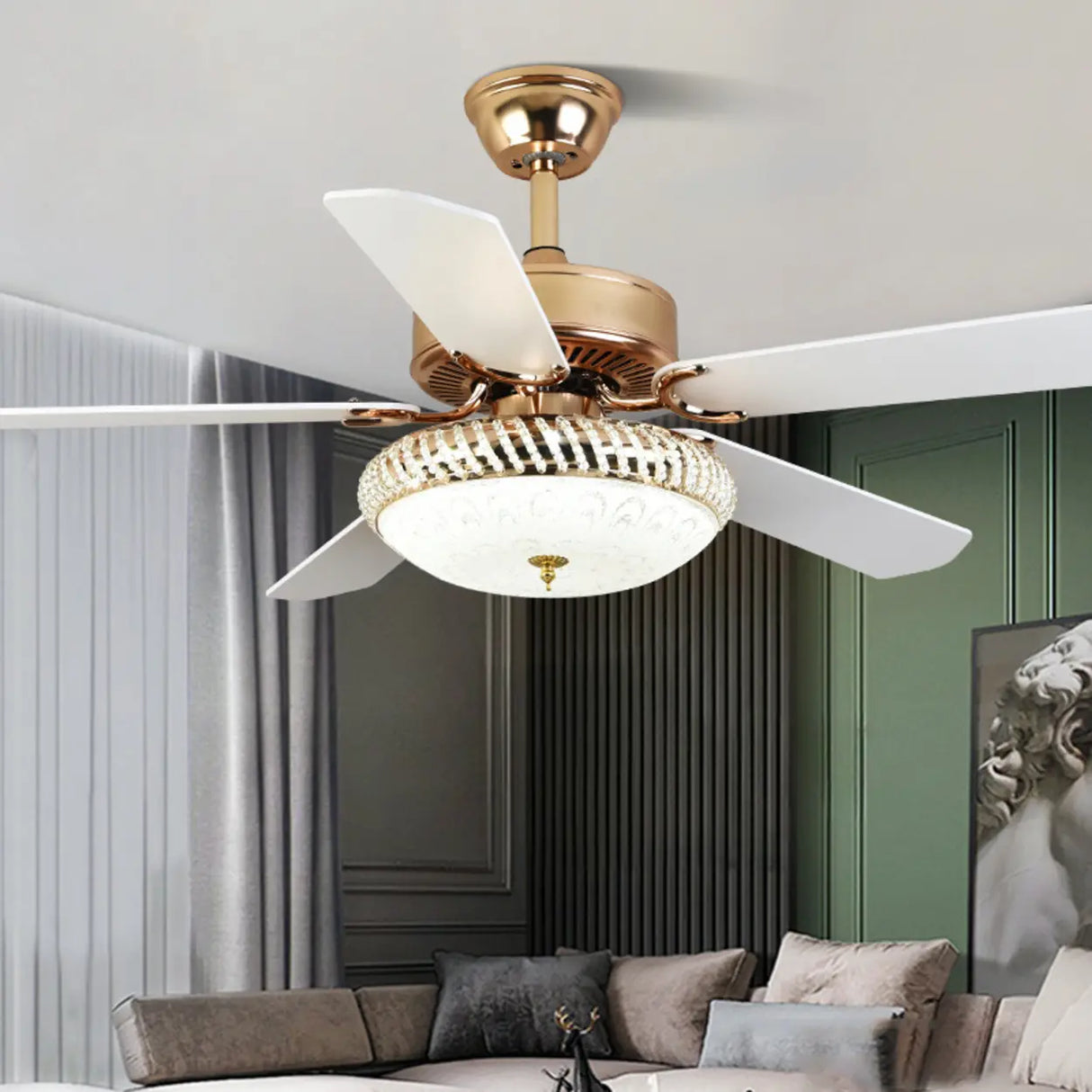 Stylish 5 Blade LED Standard Ceiling Fan with Light Image - 3