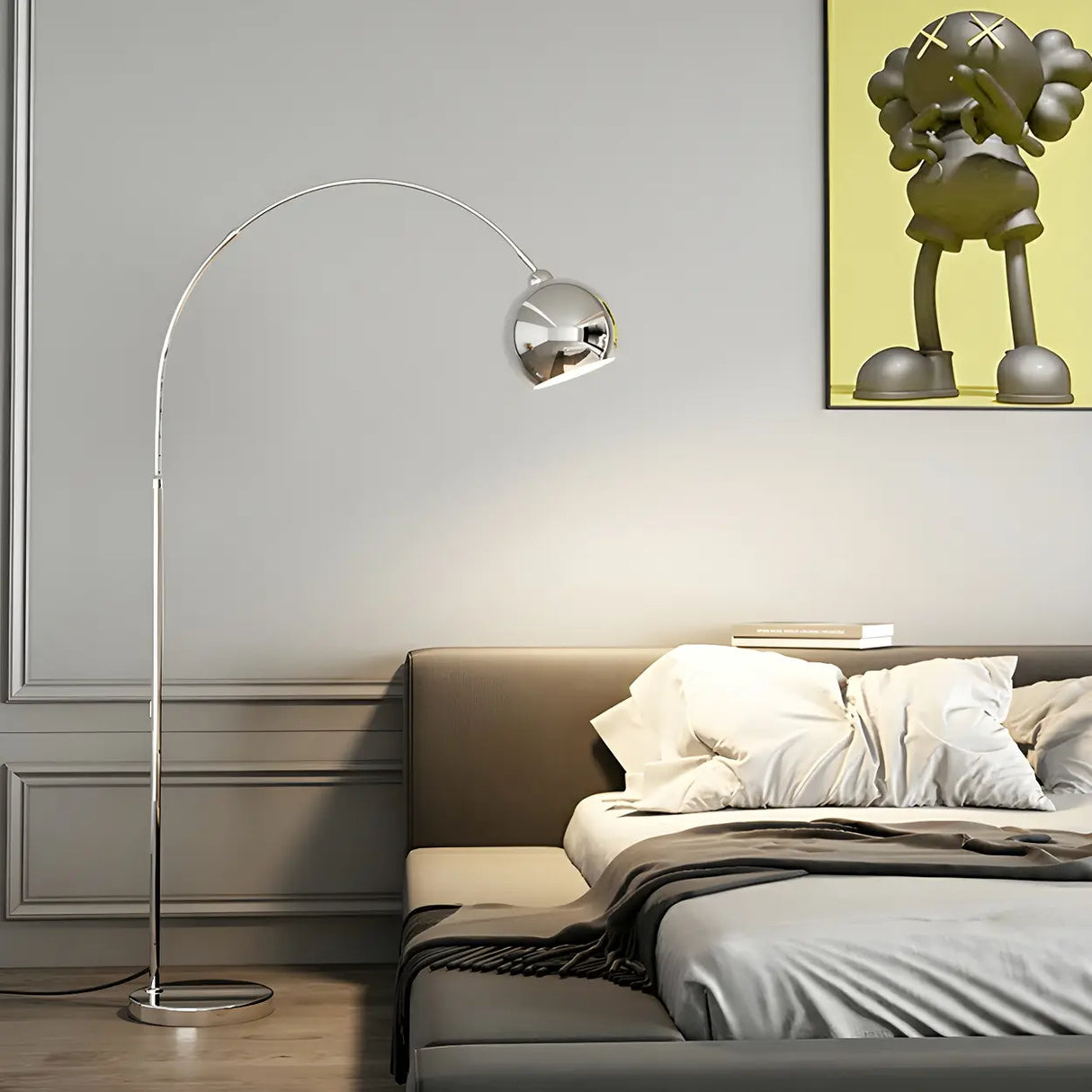 Stylish Adjustable Chrome Dome and Arc Floor Lamp Image - 9