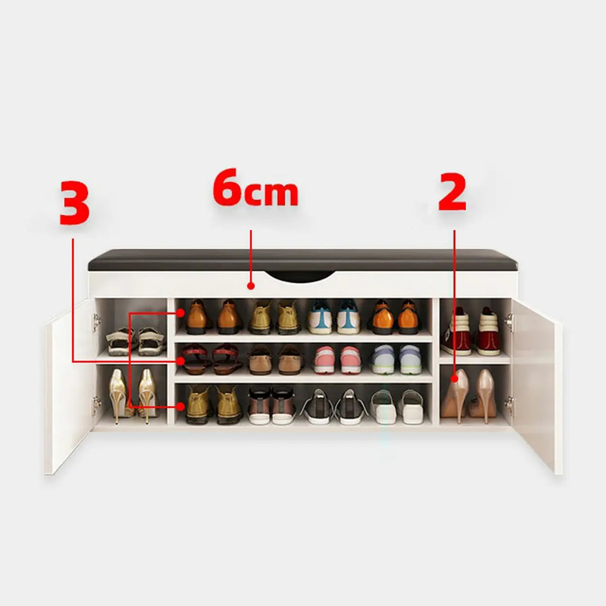 Stylish Adjustable Marble Hallway White Shoe Storage Bench Image - 12