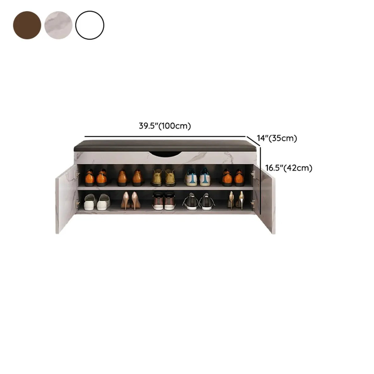 Stylish Adjustable Marble Hallway White Shoe Storage Bench Image - 39