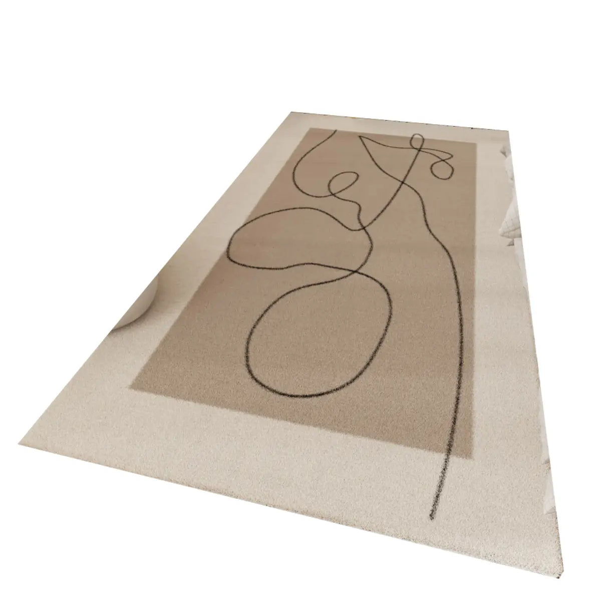 Stylish Bedroom Beige Rectangle Plush 	Striped Area Rug Image - 5