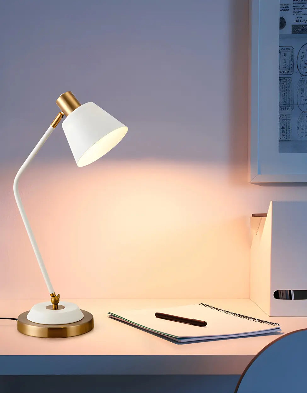 Stylish Bell Shade Bend Arm Small Study Table Lamp Image - 15