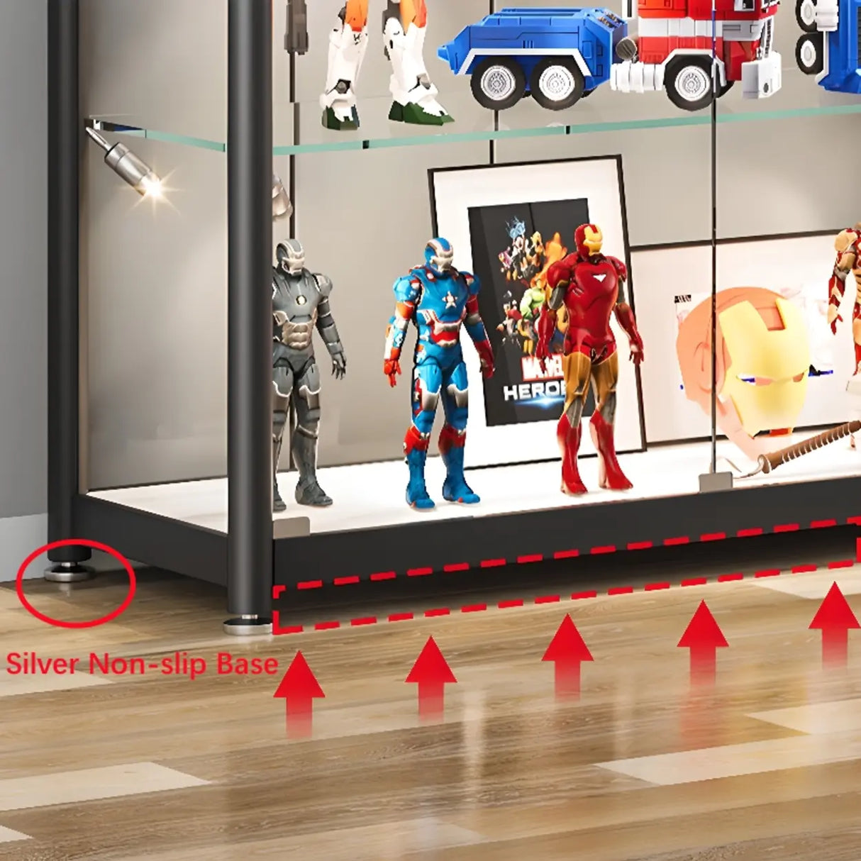 Stylish Black Clear Glass Adjustable Display Cabinet Image - 2