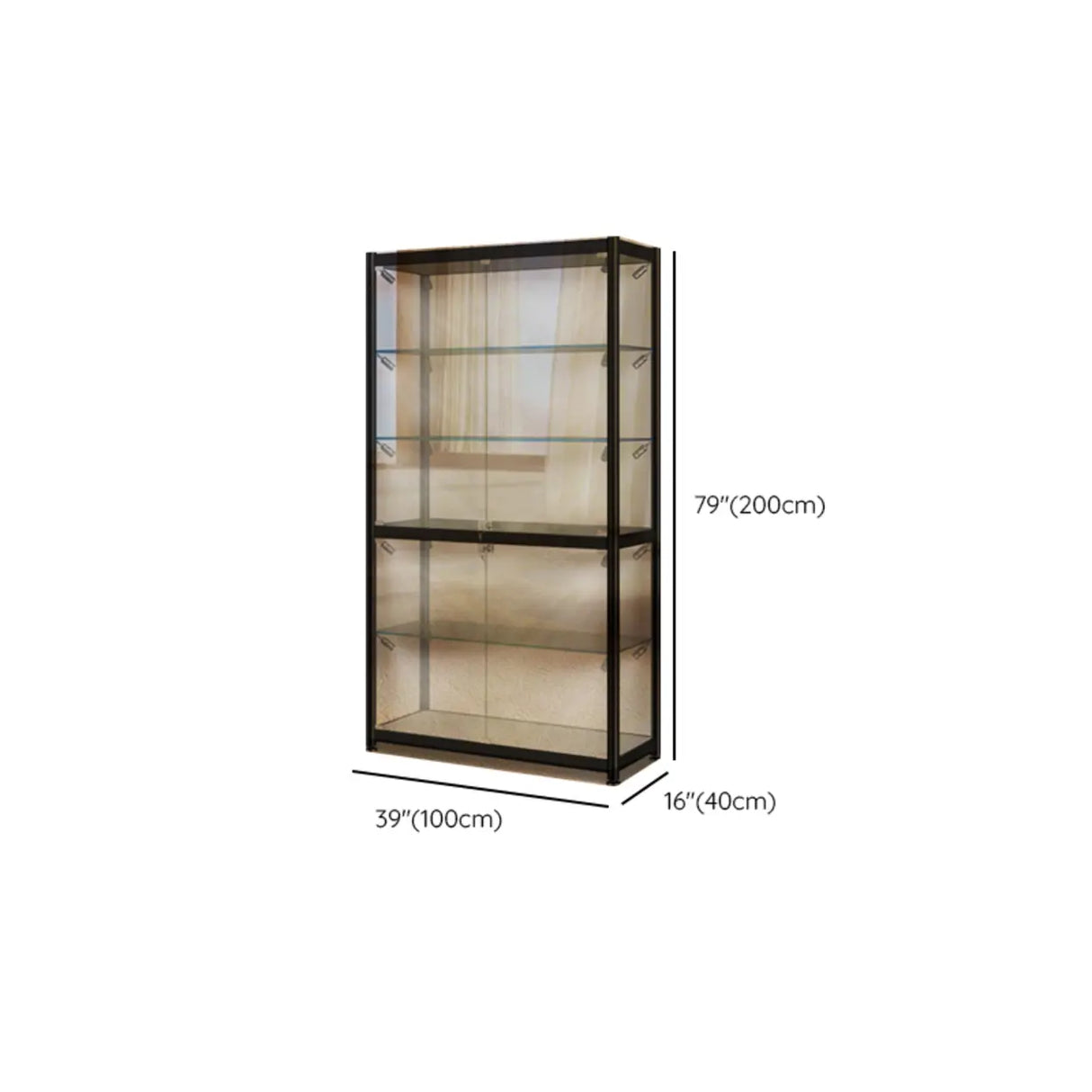Stylish Black Clear Glass Adjustable Display Cabinet Image - 25
