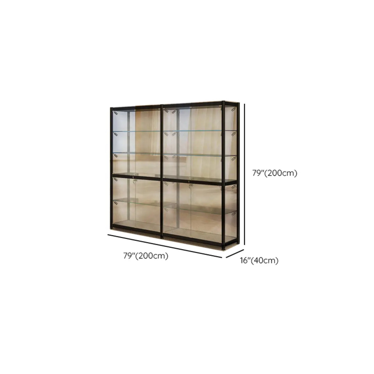 Stylish Black Clear Glass Adjustable Display Cabinet Image - 31