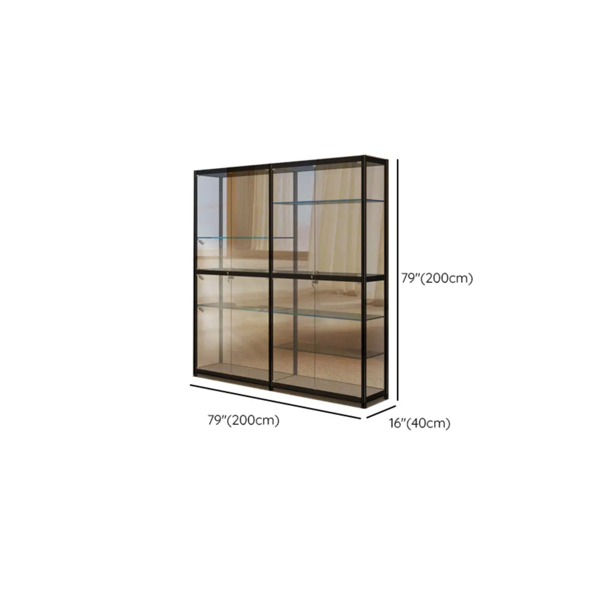 Stylish Black Clear Glass Adjustable Display Cabinet Image - 33