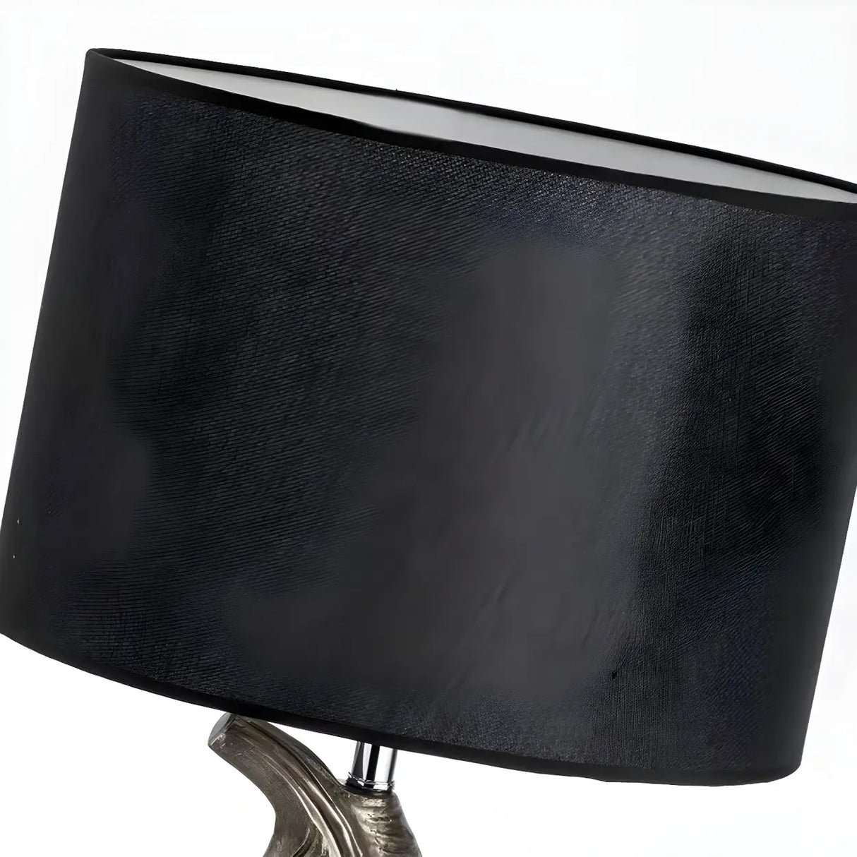 Stylish Black Drum Shade Chic Feather Base Table Lamp Image - 10