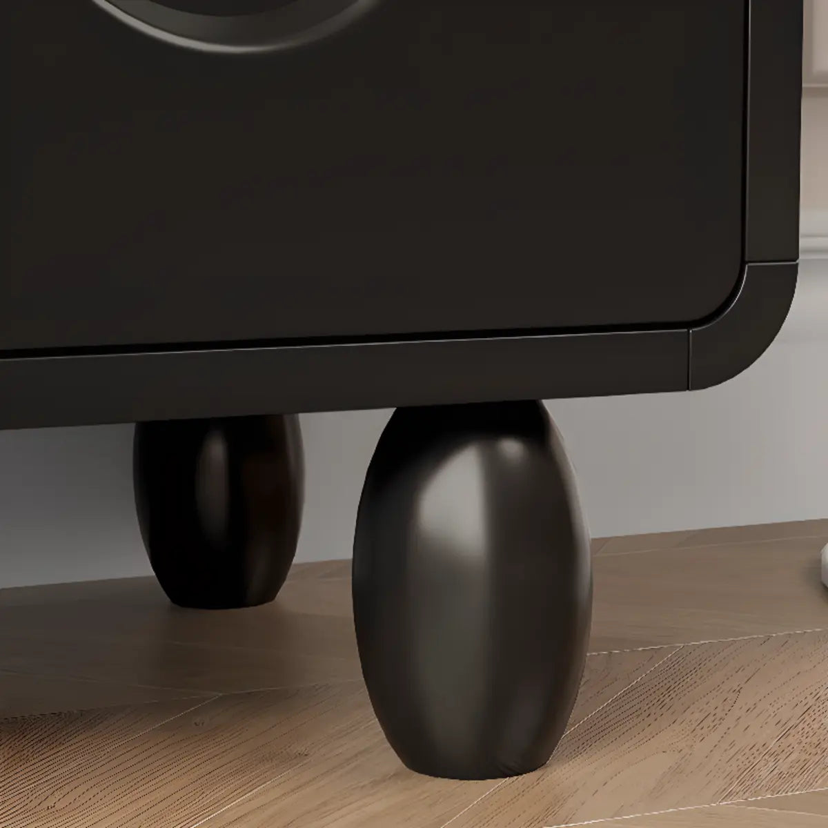 Stylish Black Rectangular Wood Sliding Storage Bookcase Image - 10