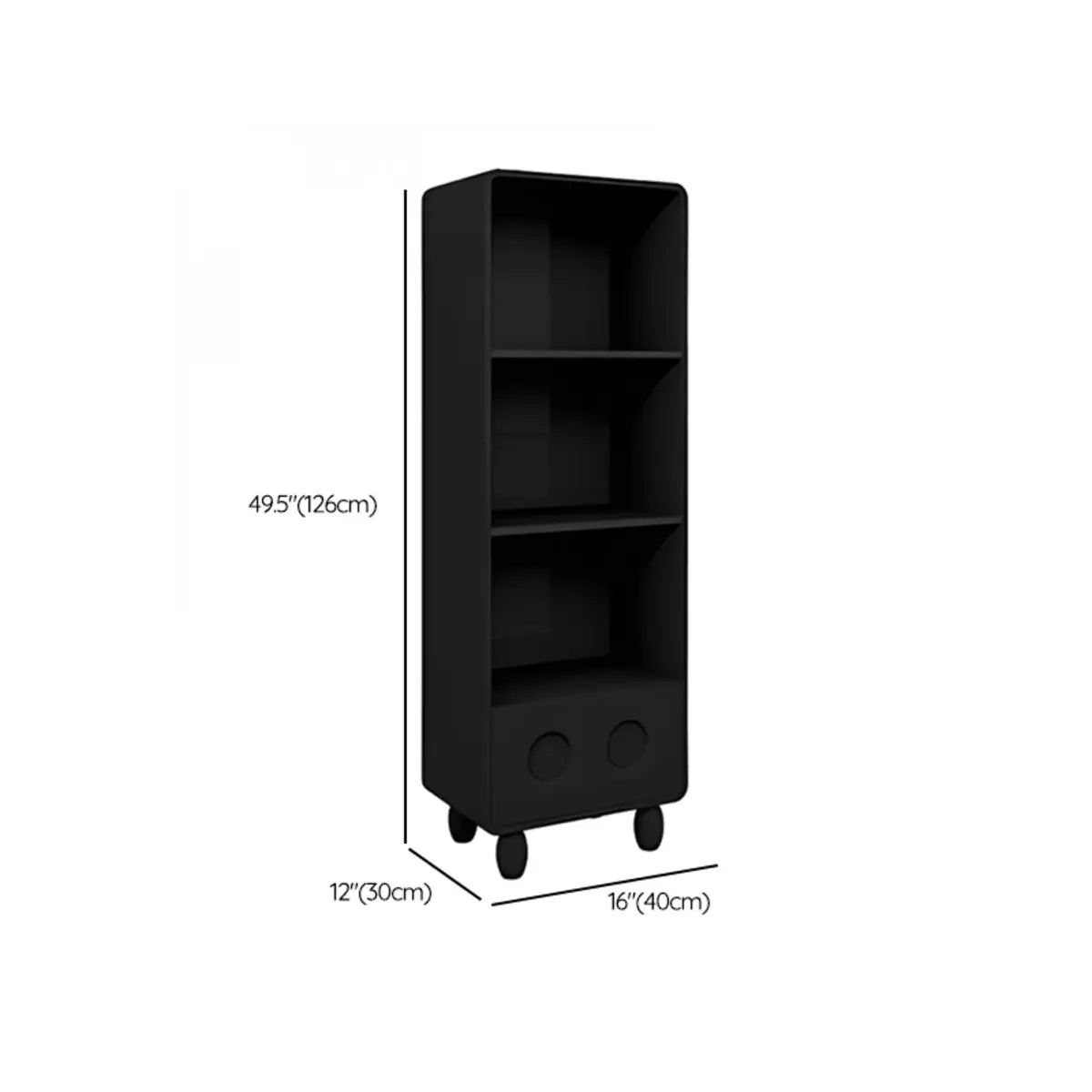 Stylish Black Rectangular Wood Sliding Storage Bookcase Image - 12