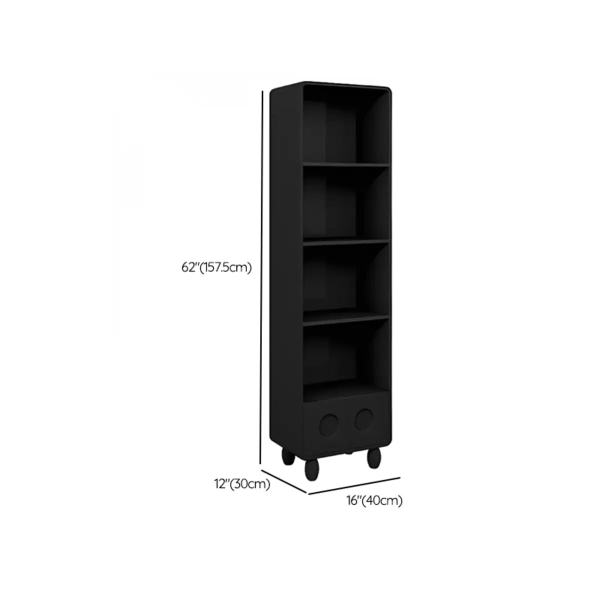 Stylish Black Rectangular Wood Sliding Storage Bookcase Image - 13