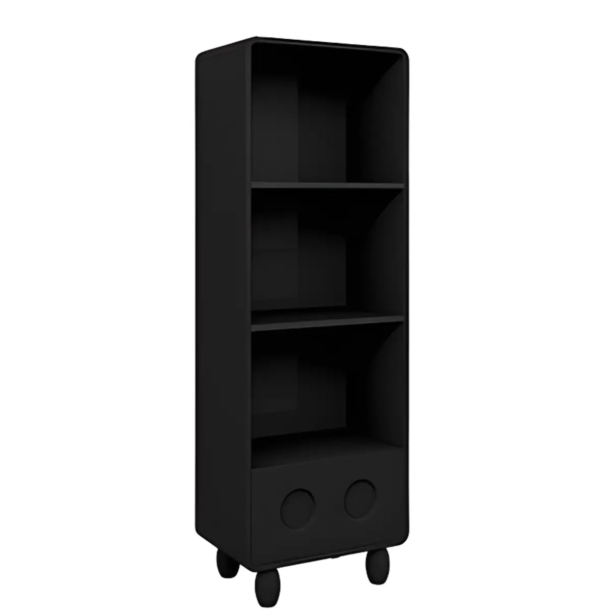 Stylish Black Rectangular Wood Sliding Storage Bookcase Image - 4