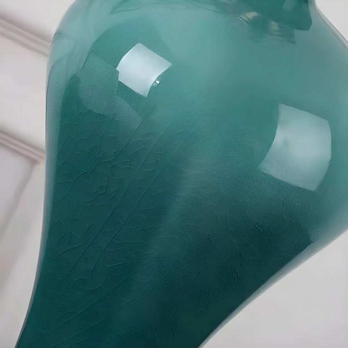 Stylish Blue Vase Ceramic Base Fabric Shade Table Lamp Image - 12