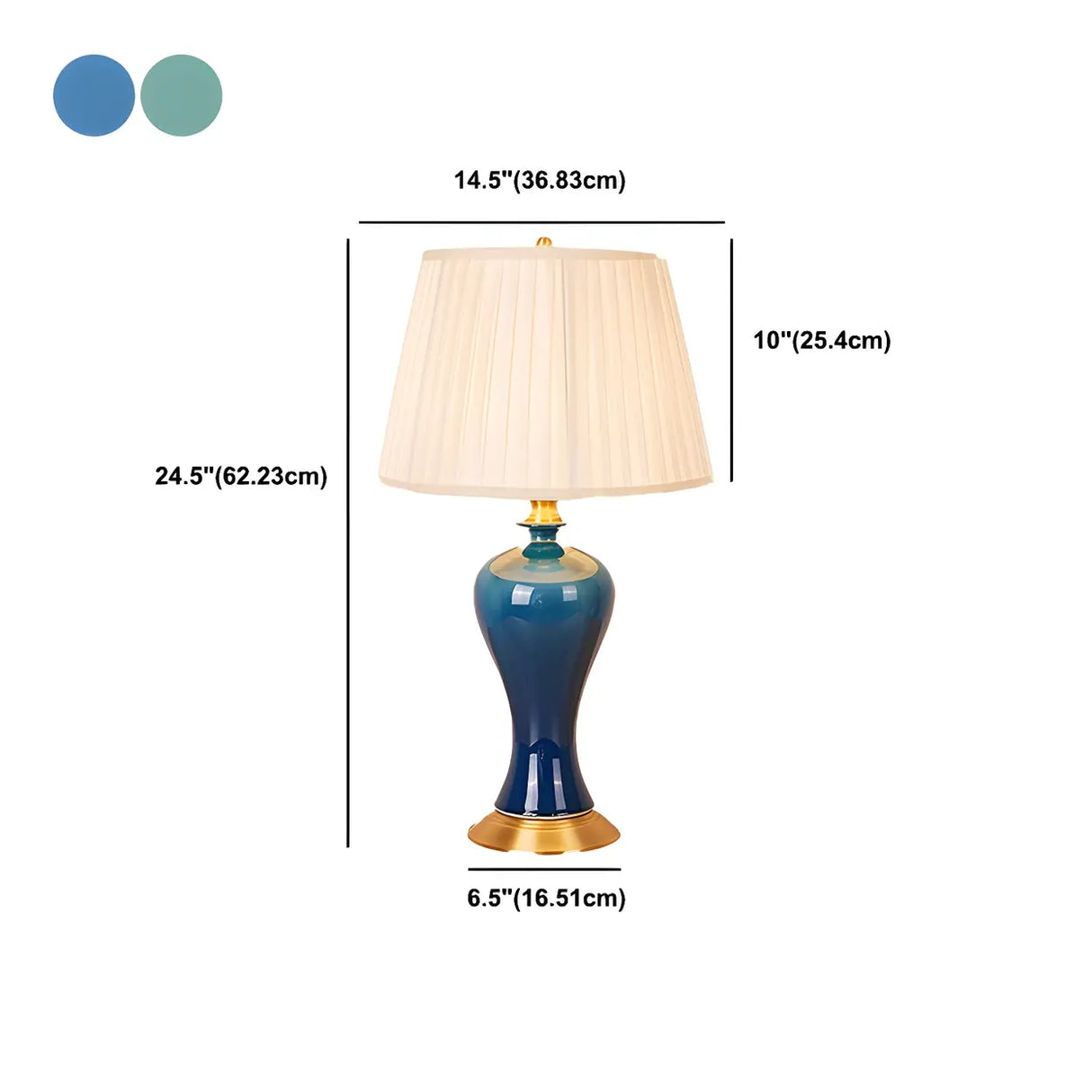 Stylish Blue Vase Ceramic Base Fabric Shade Table Lamp Image - 17
