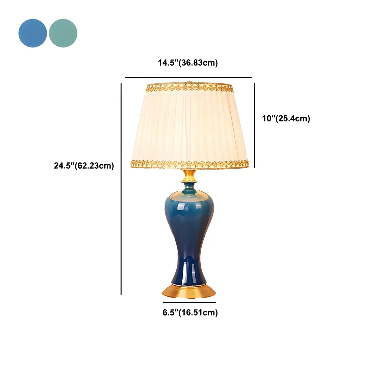 Stylish Blue Vase Ceramic Base Fabric Shade Table Lamp Image - 18