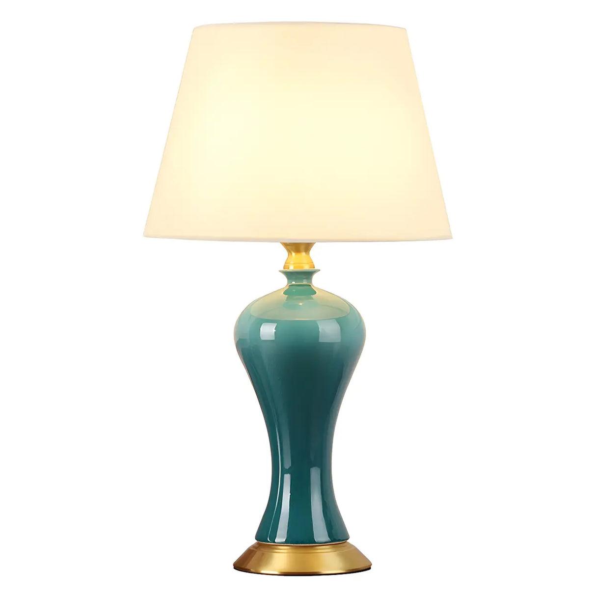 Stylish Blue Vase Ceramic Base Fabric Shade Table Lamp Image - 5