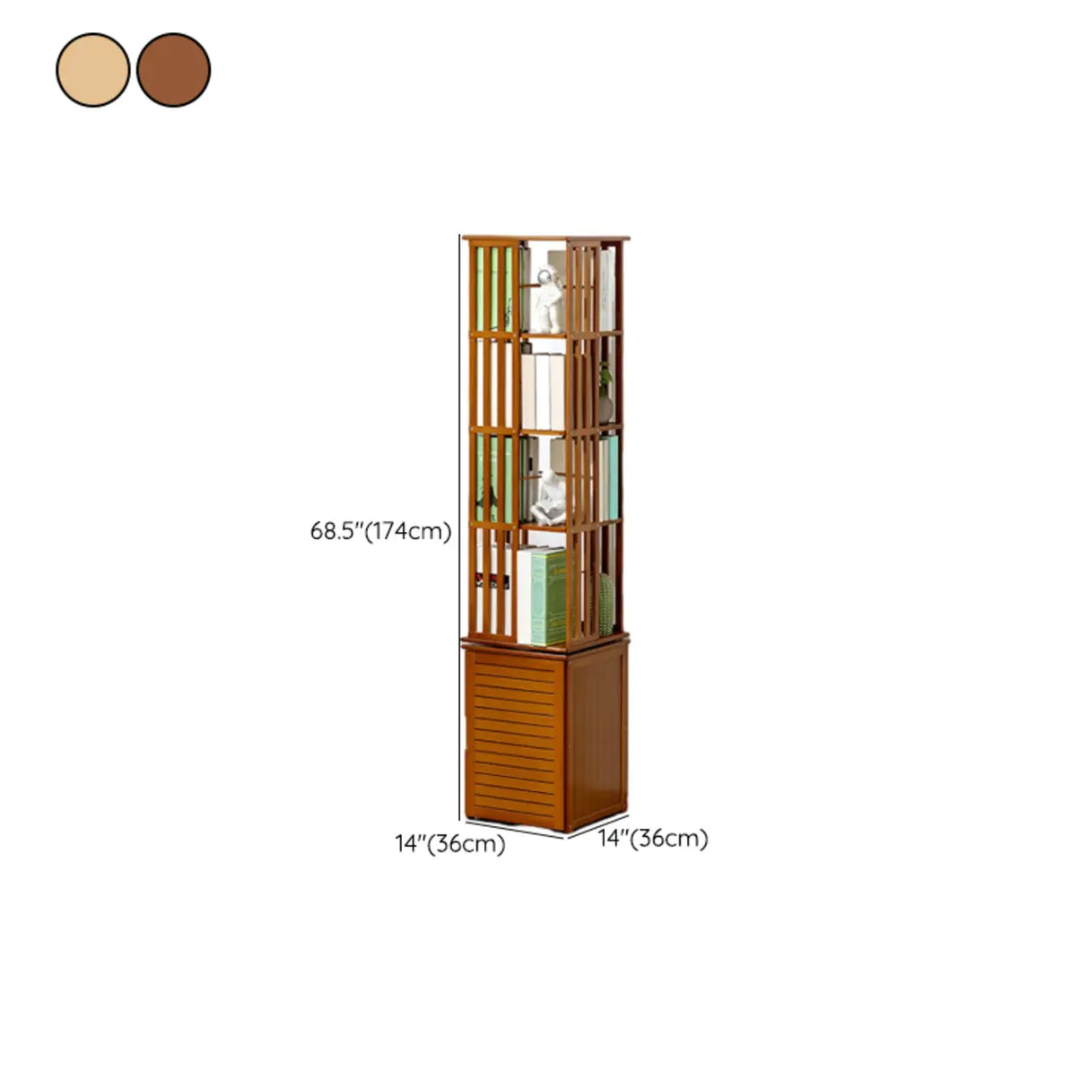 Stylish Brown Square Wooden Narrow Storage Bookcase