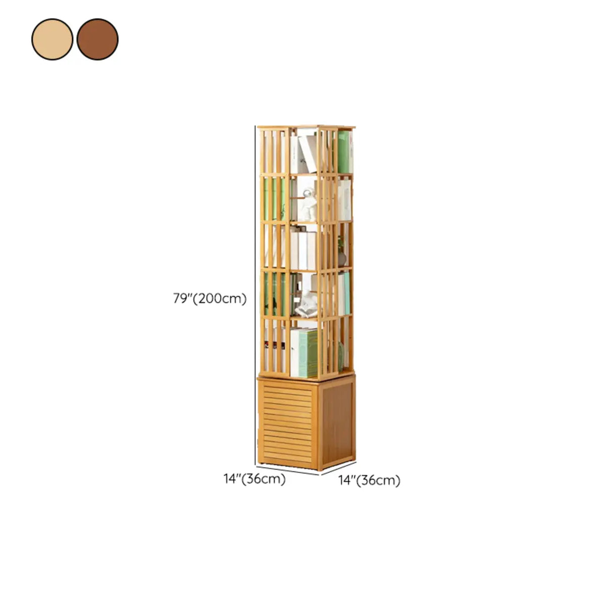 Stylish Brown Square Wooden Narrow Storage Bookcase Image - 12