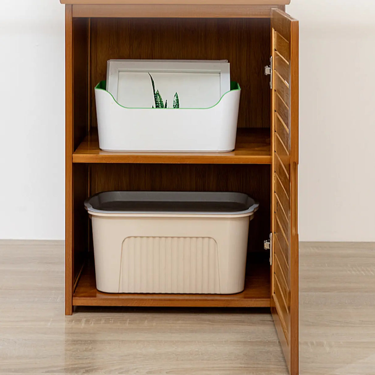 Stylish Brown Square Wooden Narrow Storage Bookcase Image - 4