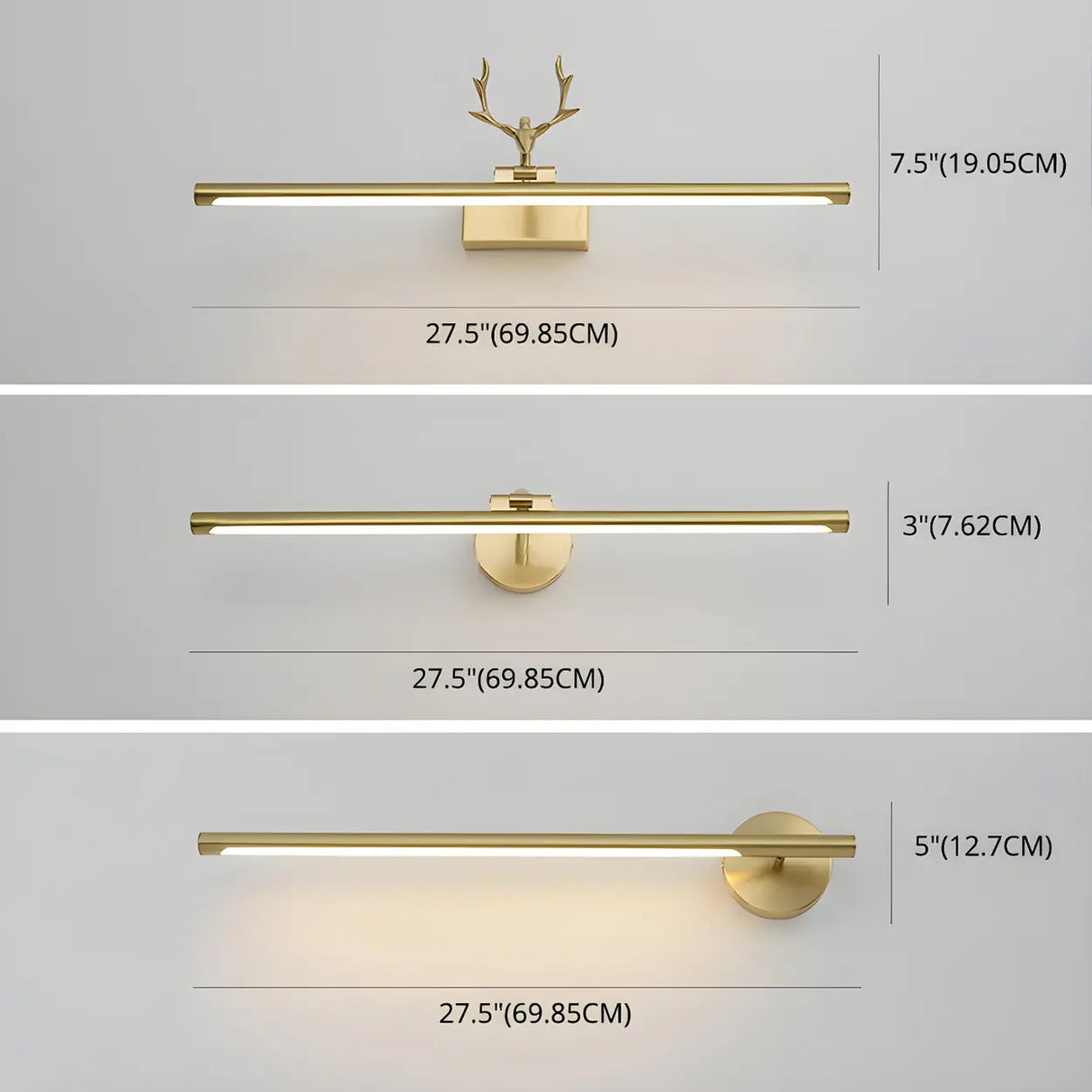 Stylish Brushed Gold Antler Art Vanity Wall Light Image - 11