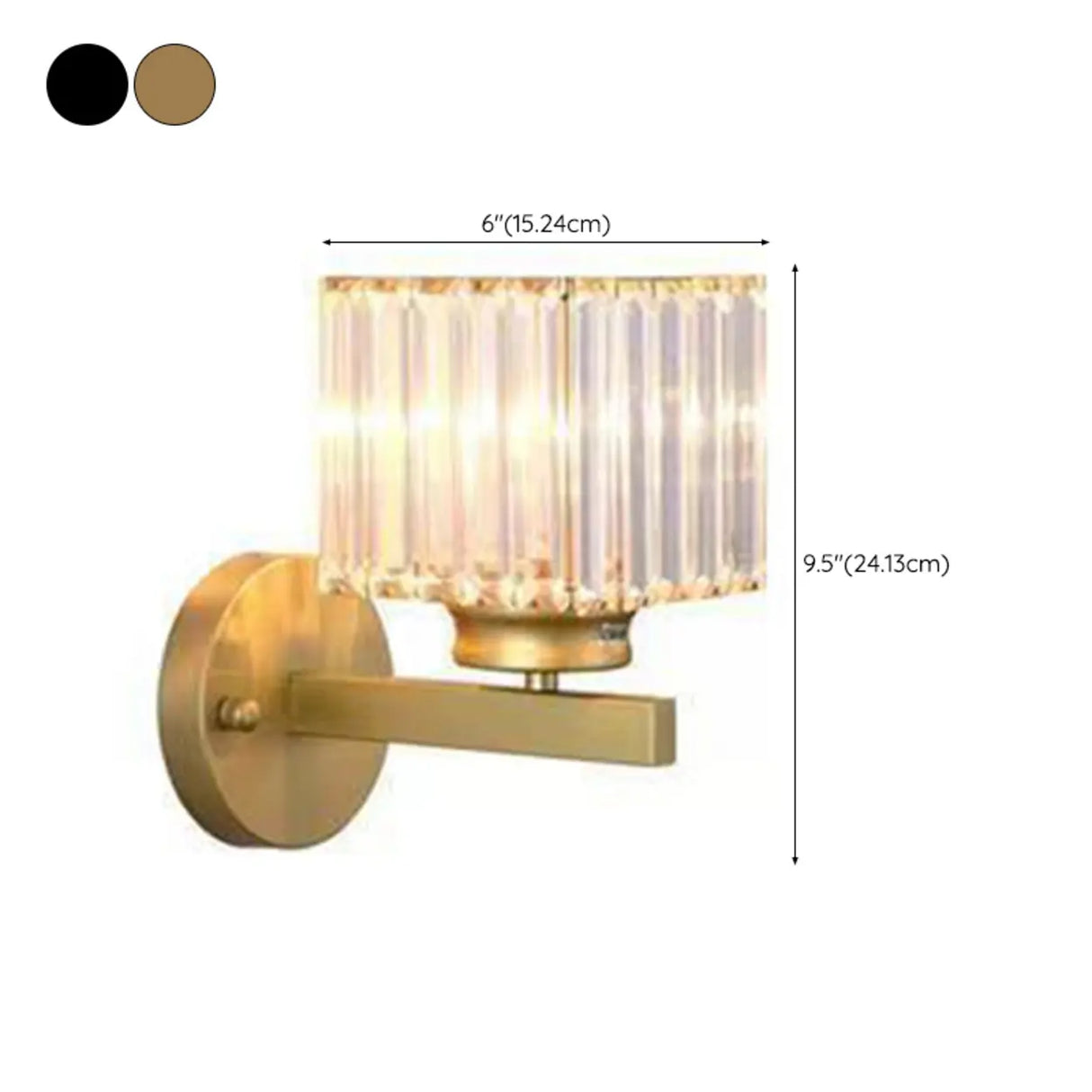 Stylish Clear Crystal Gold Cylinder Vanity Light