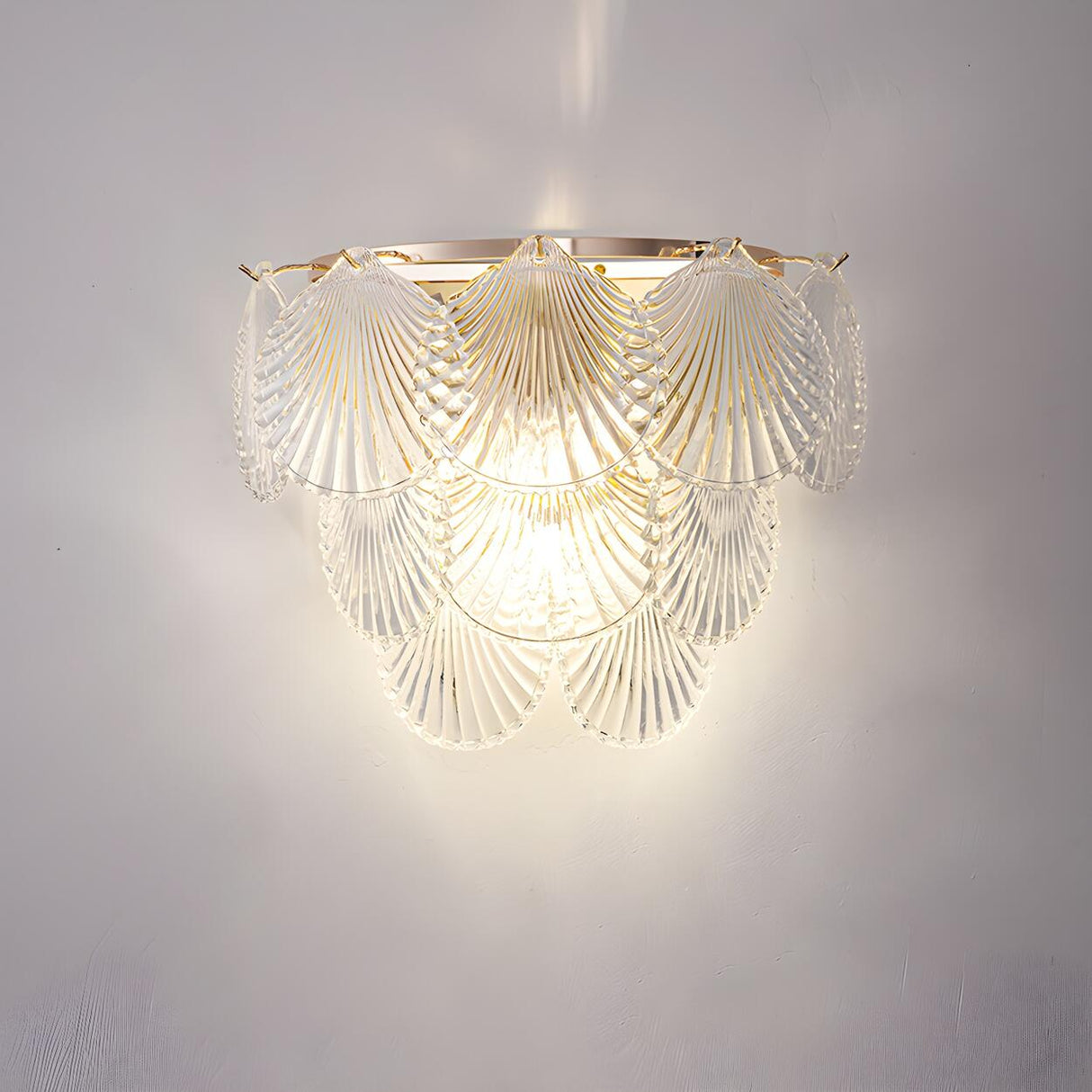 Stylish Clear Glass Gold Snow Metal Wall Sconce Image - 7