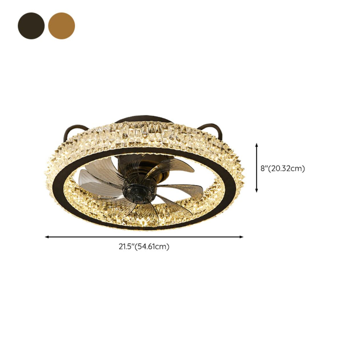 Stylish Crystal Flush Circle Ceiling Fan with Light