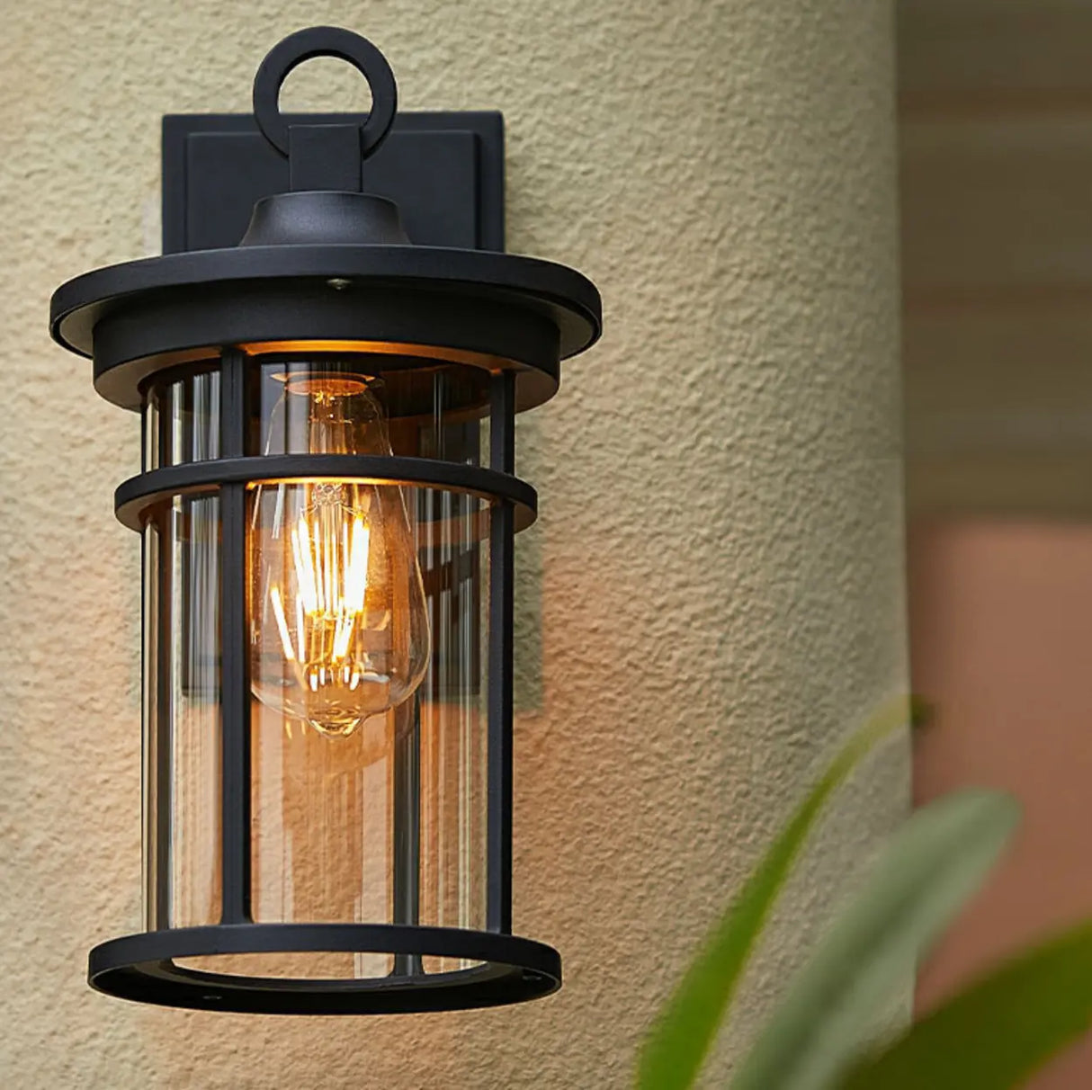 Stylish Cylinder Mini Black Metal Outdoor Wall Lamp Image - 10