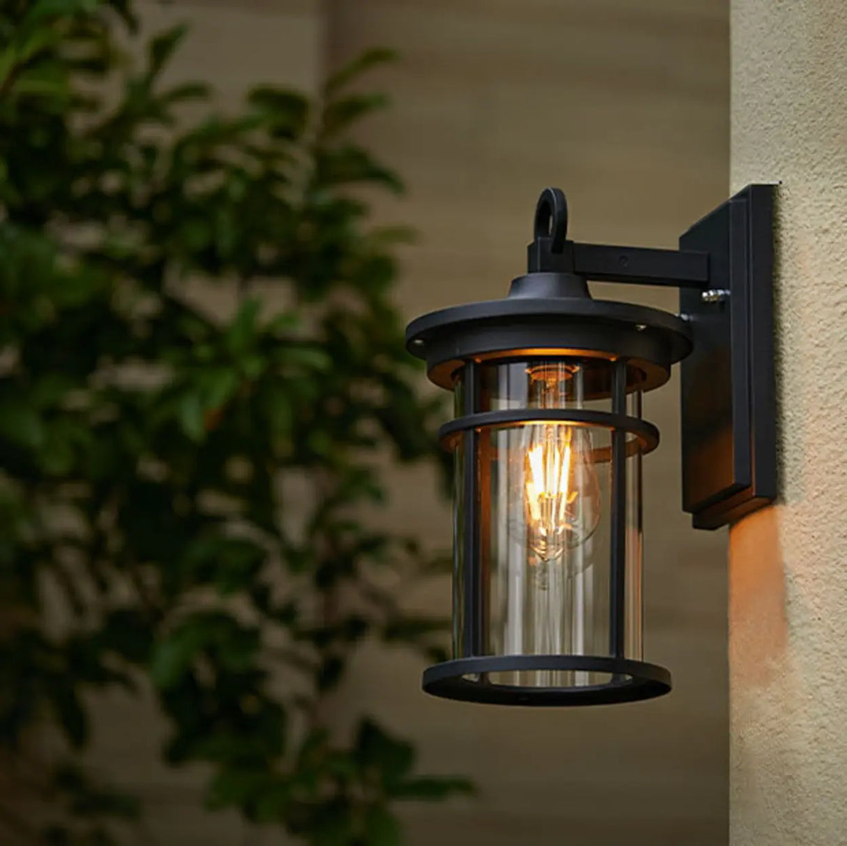 Stylish Cylinder Mini Black Metal Outdoor Wall Lamp Image - 12