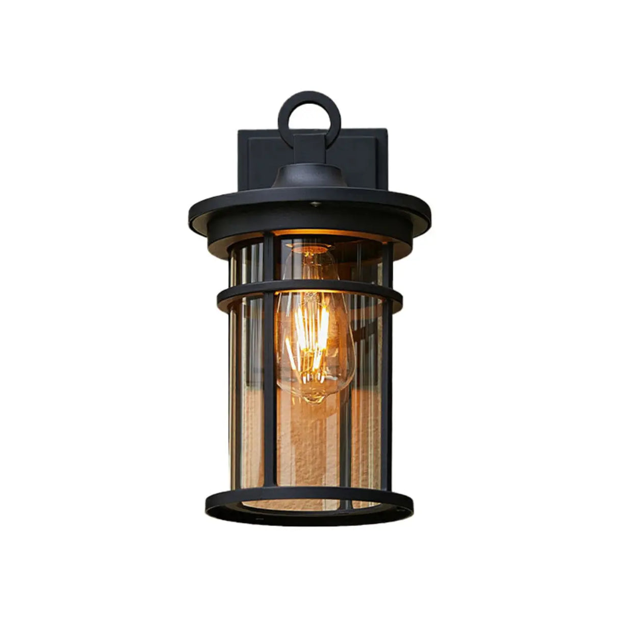 Stylish Cylinder Mini Black Metal Outdoor Wall Lamp Image - 4